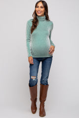 Forest Green Ribbed Maternity Turtleneck Top