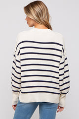 Cream Striped Long Sleeve Knit Maternity Sweater