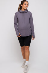 Charcoal Hooded Long Sleeve Maternity Active Top