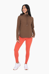 Brown Hooded Long Sleeve Active Top