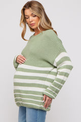 Green Striped Maternity Sweater