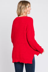 Red Dropped Shoulder Sweater