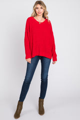 Red Dropped Shoulder Sweater