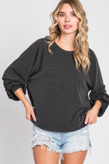 Black Ribbed Maternity Pullover Top