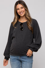 Black Ribbed Maternity Pullover Top