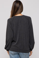 Black Ribbed Maternity Pullover Top