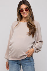 Cream Ribbed Maternity Pullover Top