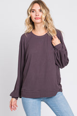 Plum Ribbed Maternity Pullover Top