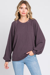 Plum Ribbed Pullover Top