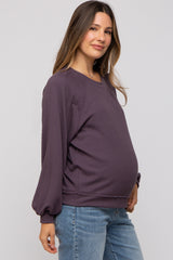 Plum Ribbed Maternity Pullover Top