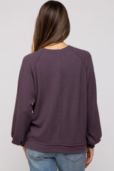 Plum Ribbed Maternity Pullover Top