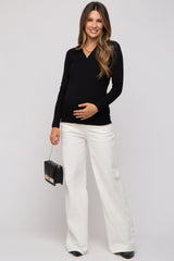 Cream Wide Leg Maternity Jeans