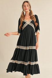 Black Criss Cross Lace Maxi