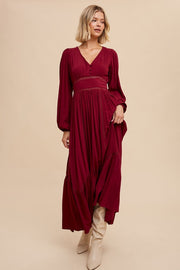 Burgundy Lace Inset Maxi Dress