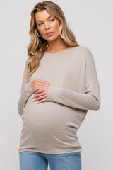 Beige Knit Long Sleeve Maternity Top