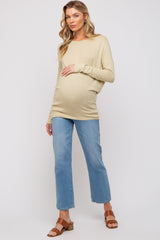 Light Olive Knit Long Sleeve Maternity Top