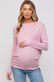 Light Pink Knit Long Sleeve Maternity Top