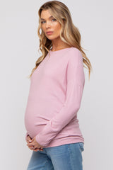 Light Pink Knit Long Sleeve Maternity Top