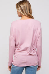 Light Pink Knit Long Sleeve Maternity Top