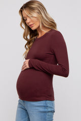 Burgundy Long Sleeve Maternity Top