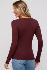 Burgundy Long Sleeve Maternity Top