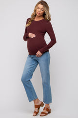 Burgundy Long Sleeve Maternity Top