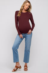 Burgundy Long Sleeve Maternity Top