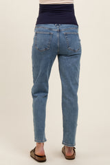 Blue Basic Maternity Straight Leg Jeans