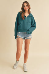 Teal Half-Zip Hoodie