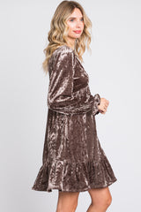 Mocha Velvet Long Sleeve Dress