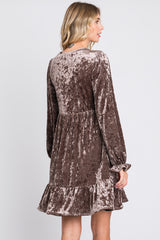 Mocha Velvet Long Sleeve Dress