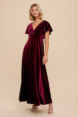 Burgundy Velvet Maternity Maxi Dress