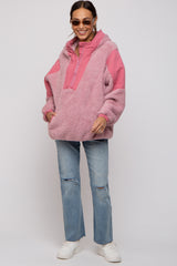 Mauve Sherpa Hooded Maternity Pullover