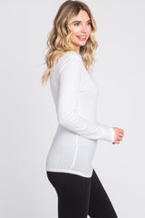 Ivory Ribbed Long Sleeve Top