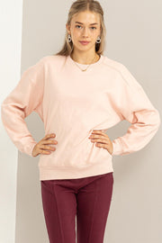 Light Pink Basic Fleece Sweatshirt