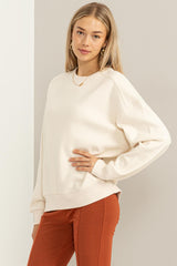 Cream Basic Fleece Sweatshirt