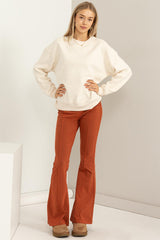 Cream Basic Fleece Sweatshirt