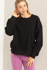 Black Basic Fleece Sweatshirt