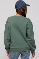 Green Basic Fleece Maternity Sweatshirt