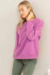 Lavender Basic Fleece Maternity Sweatshirt