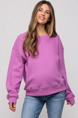 Lavender Basic Fleece Maternity Sweatshirt