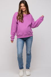 Lavender Basic Fleece Maternity Sweatshirt