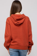 Rust Front Pocket Hooded Fleece Maternity Sweatshirt