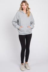 Heather Grey Front Pocket Hooded Fleece Sweatshirt