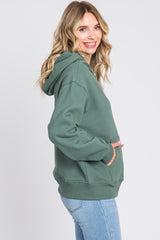 Green Front Pocket Hooded Fleece Sweatshirt