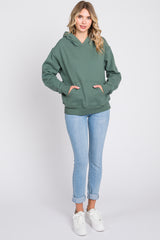 Green Front Pocket Hooded Fleece Sweatshirt