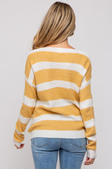 Yellow Striped V-Neck Maternity Sweater