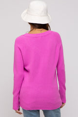 Pink V-Neck Basic Maternity Sweater