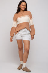 Camel Striped Colorblock Sweater