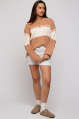 Camel Striped Colorblock Sweater